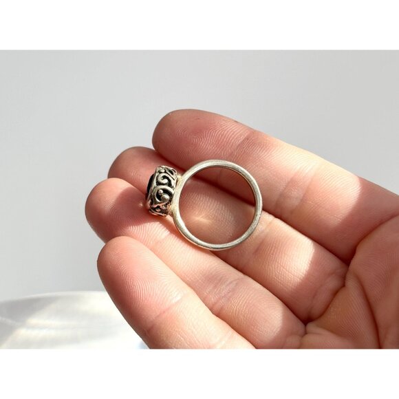 Smokey Quartz Abstract SW Style 925 Sterling Silver Vintage Ring - sz 7.25 - Picture 14 of 15